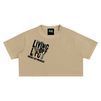 Women's Chapter 001 — Living Off Life STK Snow Washed Crop Tee