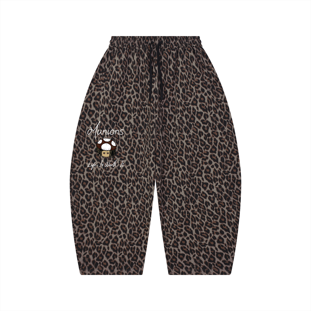 CHAPTER 002.5 MUNIONS CORE COLLECTION — Life Is Worth It Leopard Barrel Leg Sweatpants