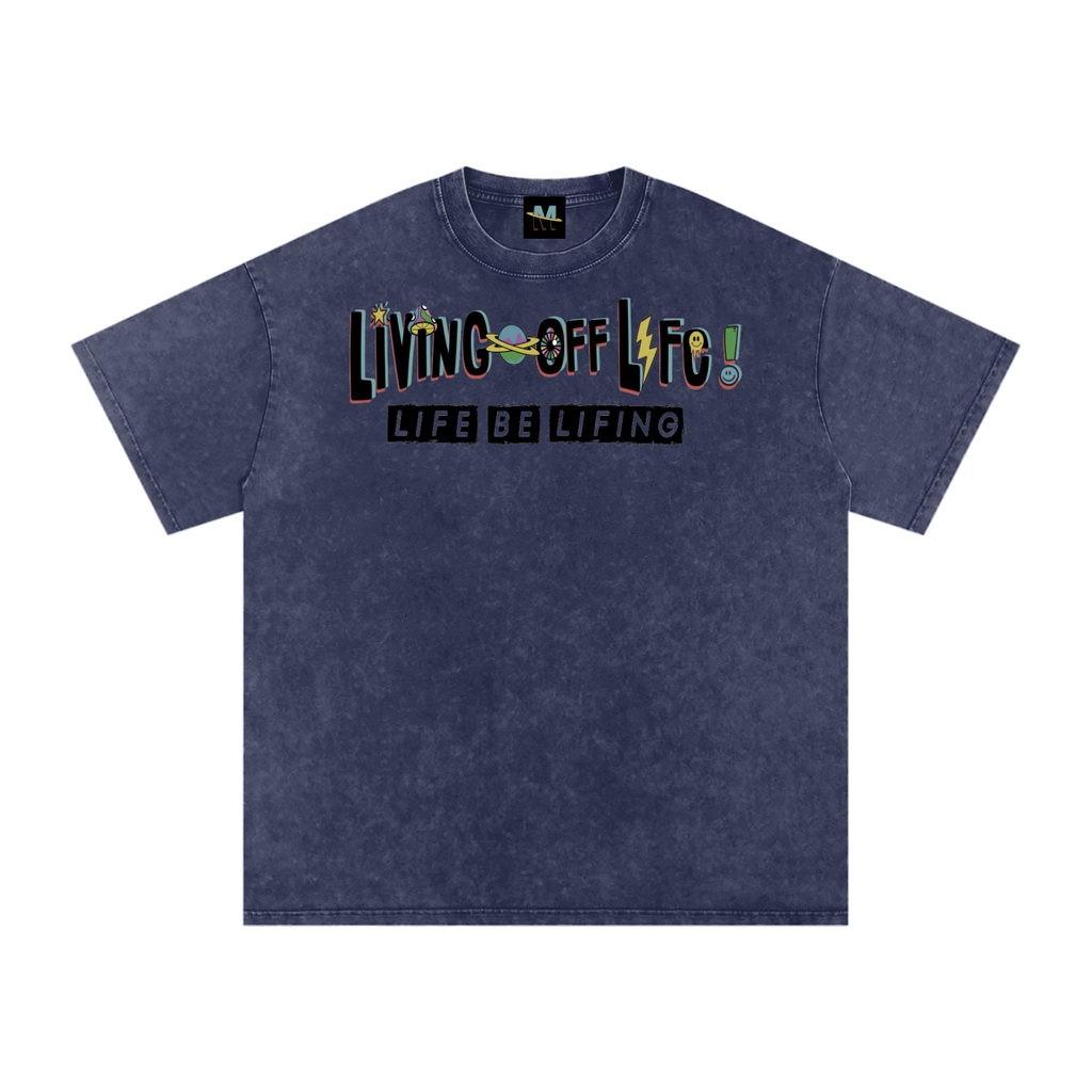 CHAPTER 001 LIVING OFF LIFE CORE COLLECTION-Snow Washed Oversized Cotton T-Shirt