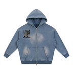 CHAPTER 001 — Living Off Life Sunfade Two-Way Zip Boxy Hoodie