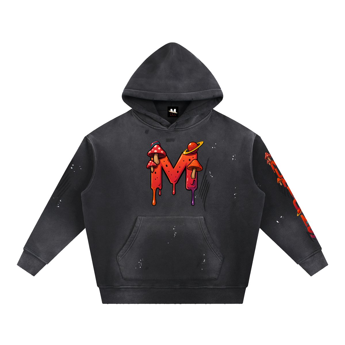 MUNIONS DRIP CORE COLLECTION-Vintage Washed Frayed Fleece Hoodie
