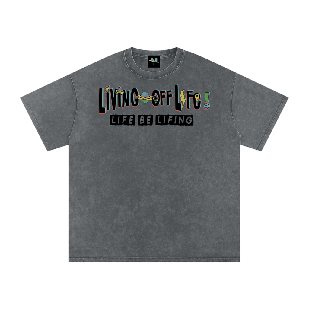 CHAPTER 001 LIVING OFF LIFE CORE COLLECTION-Snow Washed Oversized Cotton T-Shirt