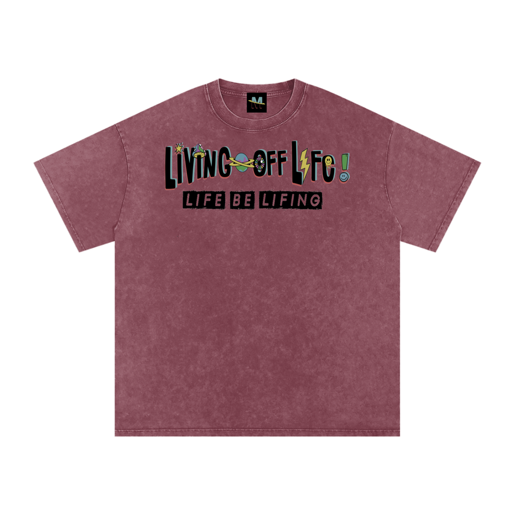 CHAPTER 001 LIVING OFF LIFE CORE COLLECTION-Snow Washed Oversized Cotton T-Shirt