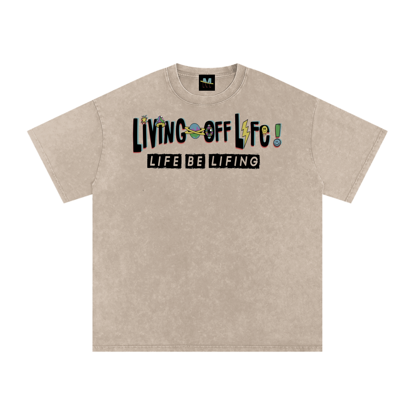 CHAPTER 001 LIVING OFF LIFE CORE COLLECTION-Snow Washed Oversized Cotton T-Shirt