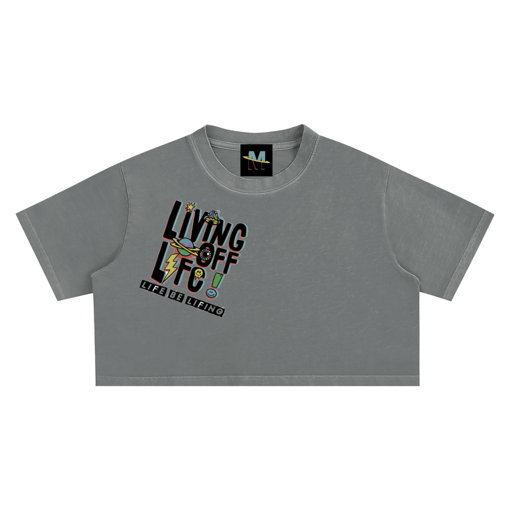 Women's Chapter 001 — Living Off Life STK Snow Washed Crop Tee