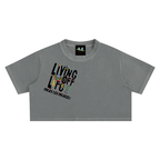 Women's Chapter 001 — Living Off Life STK Snow Washed Crop Tee