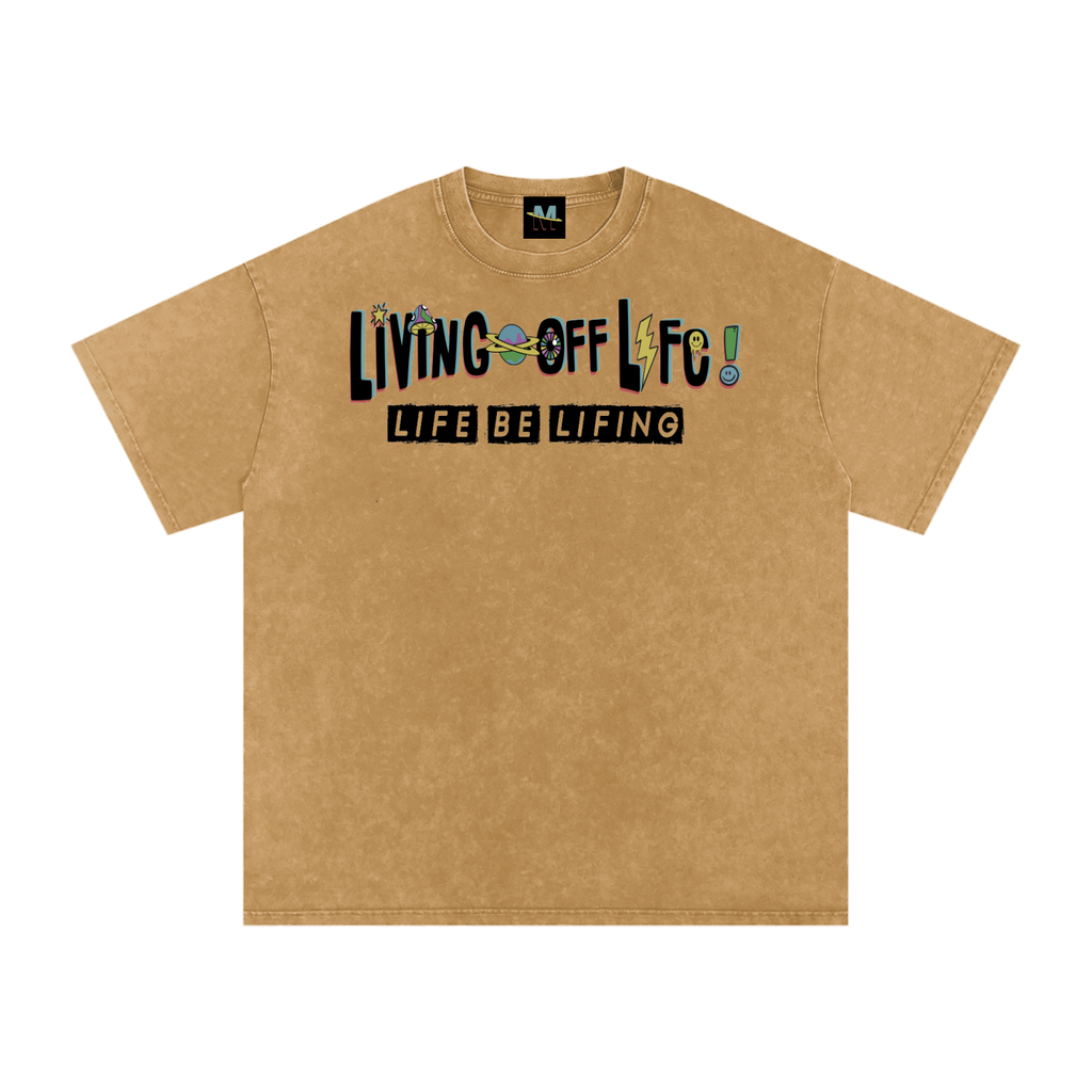 CHAPTER 001 LIVING OFF LIFE CORE COLLECTION-Snow Washed Oversized Cotton T-Shirt