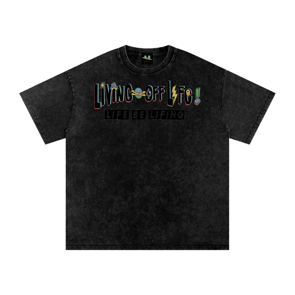 CHAPTER 001 LIVING OFF LIFE CORE COLLECTION-Snow Washed Oversized Cotton T-Shirt