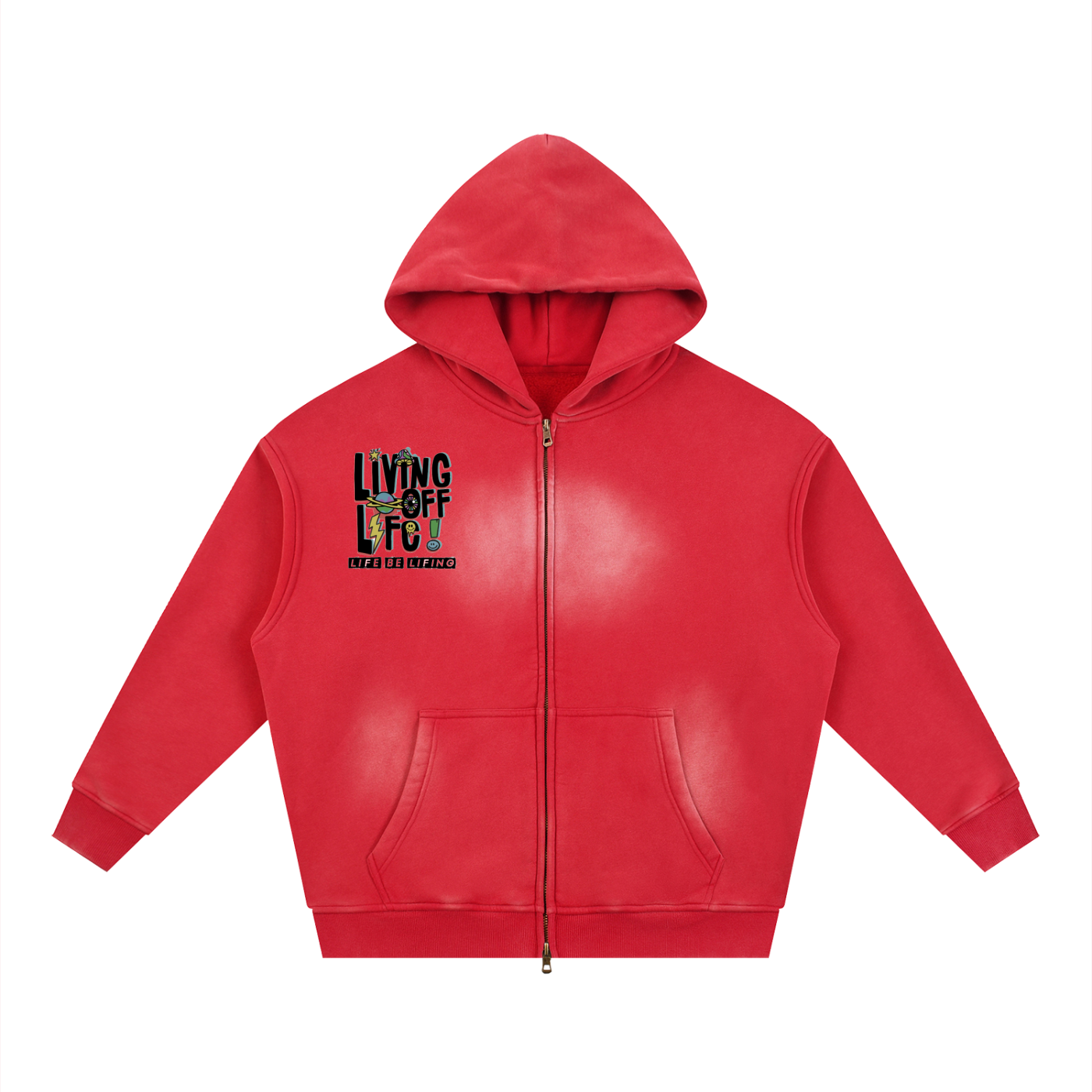 CHAPTER 001 — Living Off Life Sunfade Two-Way Zip Boxy Hoodie