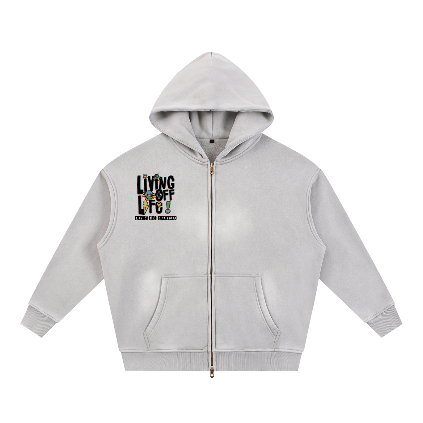 CHAPTER 001 — Living Off Life Sunfade Two-Way Zip Boxy Hoodie