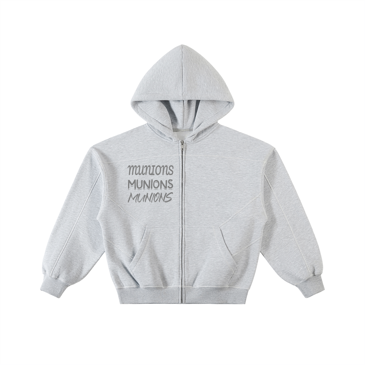CHAPTER 002.5 MUNIONS SAME M — Contrast-Stitched Boxy Fleece Zip Hoodie