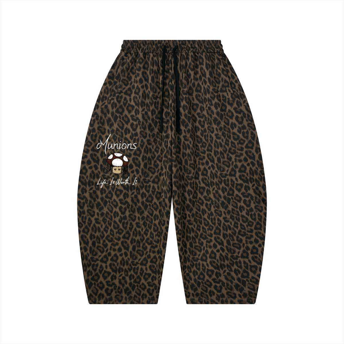 CHAPTER 002.5 MUNIONS CORE COLLECTION — Life Is Worth It Leopard Barrel Leg Sweatpants