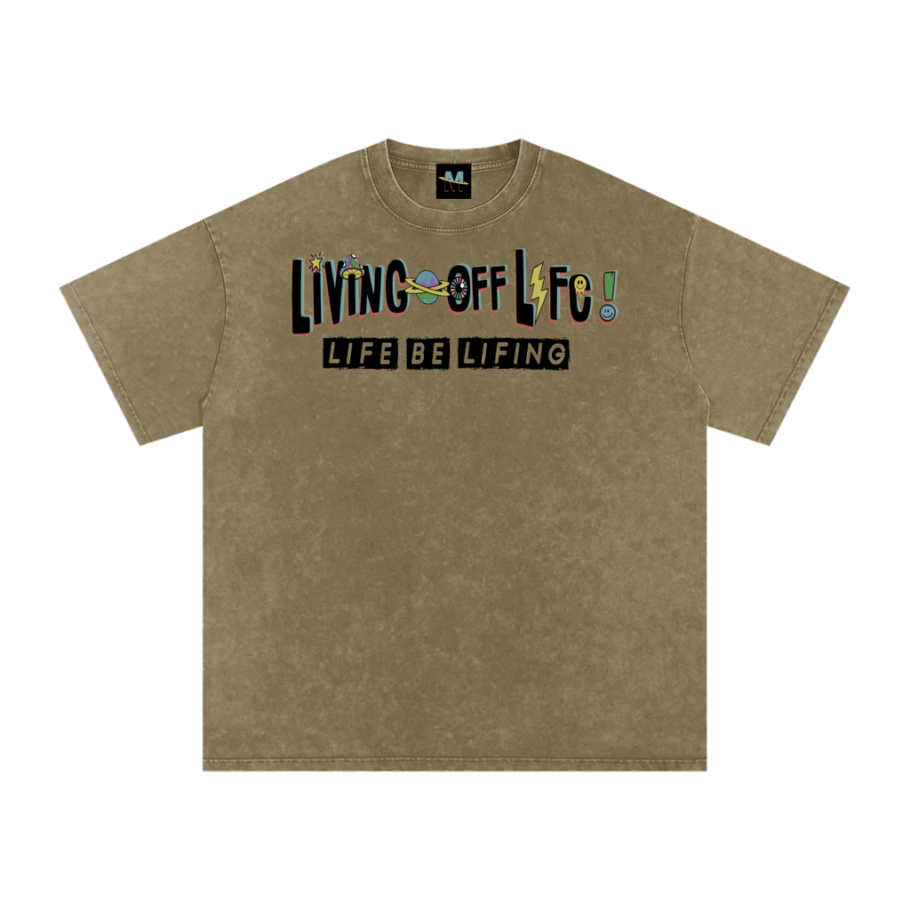 CHAPTER 001 LIVING OFF LIFE CORE COLLECTION-Snow Washed Oversized Cotton T-Shirt