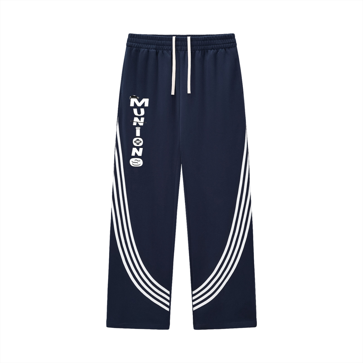 CHAPTER 002: MUNIONS WTE | Curved-Stripe Straight-Leg Sweatpants