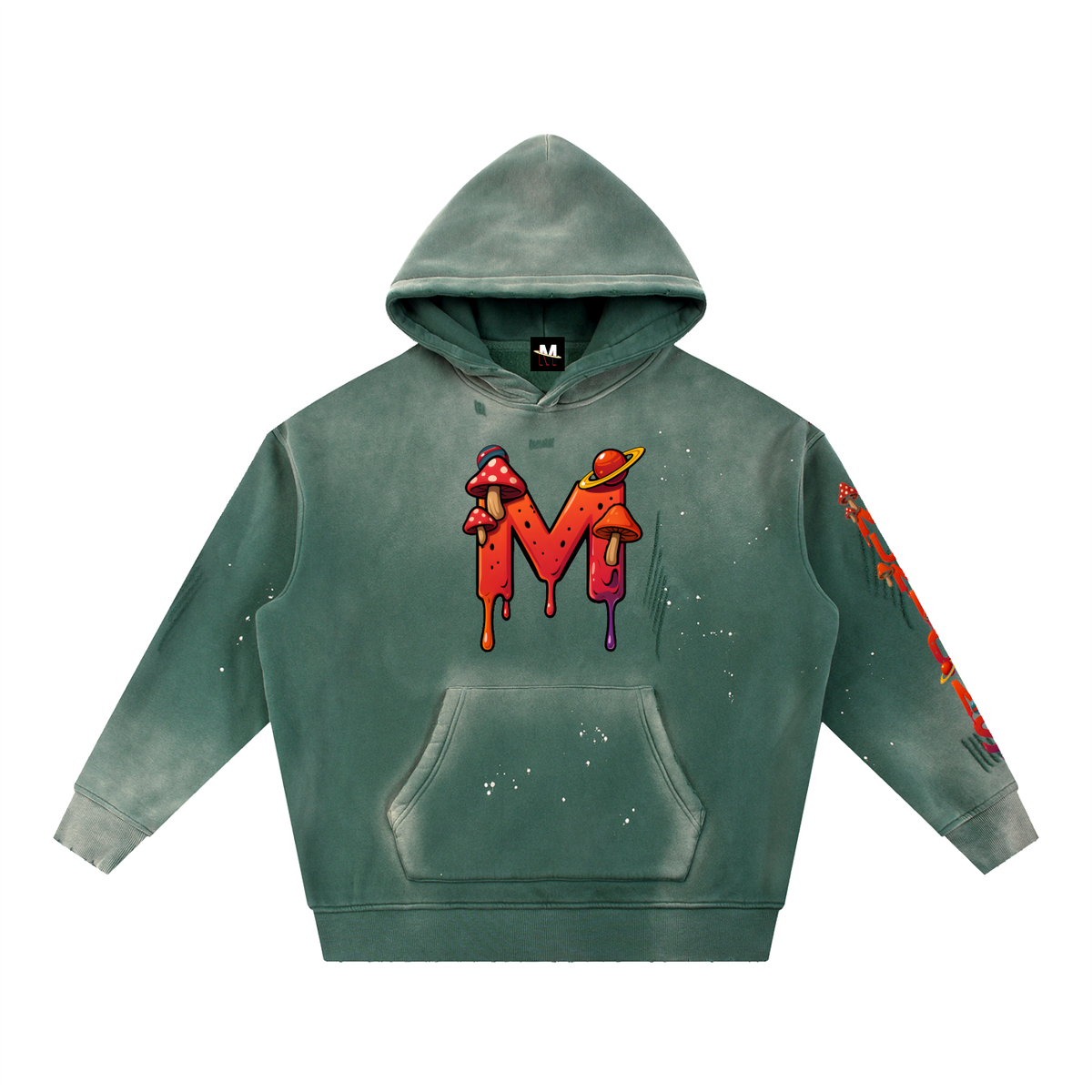 MUNIONS DRIP CORE COLLECTION-Vintage Washed Frayed Fleece Hoodie