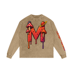 CHAPTER 003 MUNIONS DRIP CORE COLLECTION-Acid Wash Oversize Long Sleeve T-Shirt