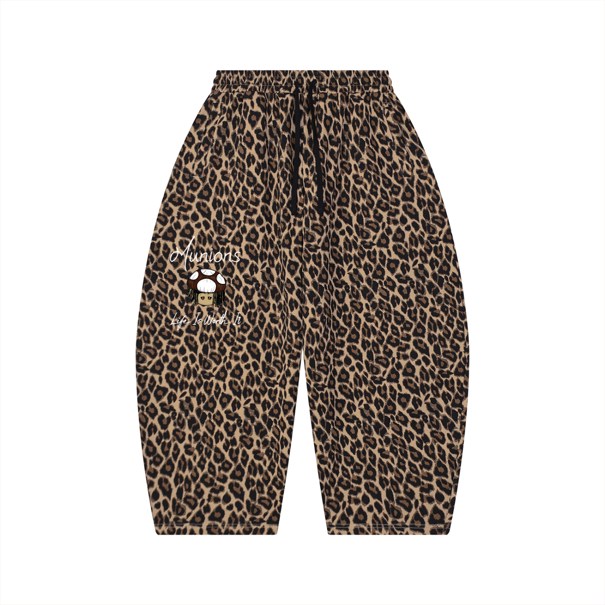 CHAPTER 002.5 MUNIONS CORE COLLECTION — Life Is Worth It Leopard Barrel Leg Sweatpants