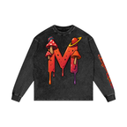 CHAPTER 003 MUNIONS DRIP CORE COLLECTION-Acid Wash Oversize Long Sleeve T-Shirt
