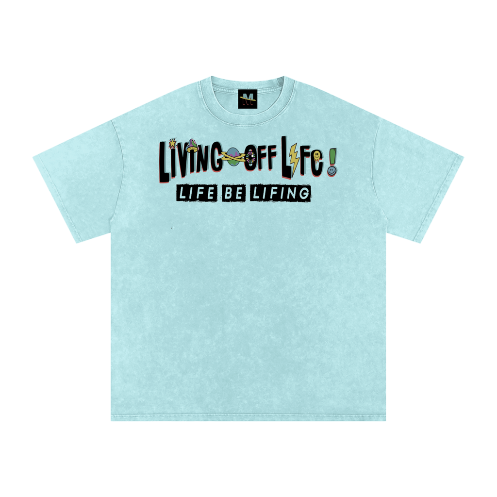 CHAPTER 001 LIVING OFF LIFE CORE COLLECTION-Snow Washed Oversized Cotton T-Shirt