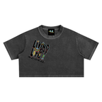 Women's Chapter 001 — Living Off Life STK Snow Washed Crop Tee