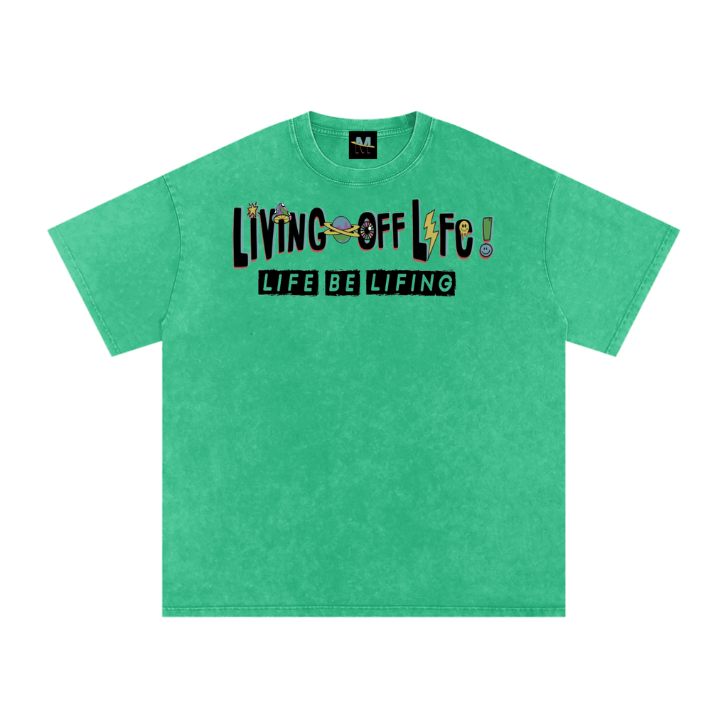 CHAPTER 001 LIVING OFF LIFE CORE COLLECTION-Snow Washed Oversized Cotton T-Shirt